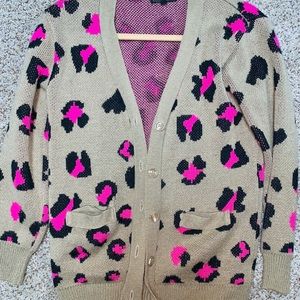 Pink & Tan Cheetah Print Cardigan!